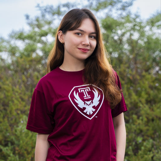 TUJ T-Shirt Shield Design Burgundy