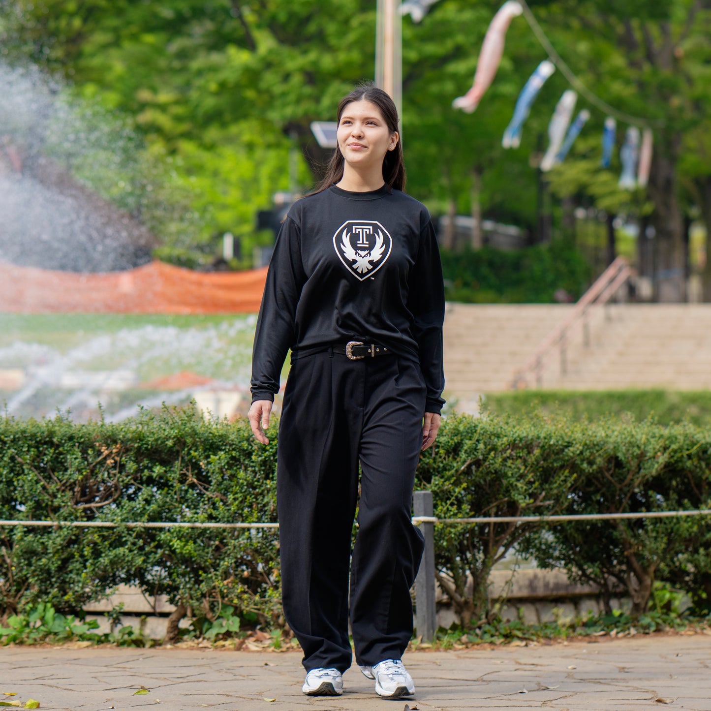 TUJ Long Sleeve T-Shirt Shield Design Black