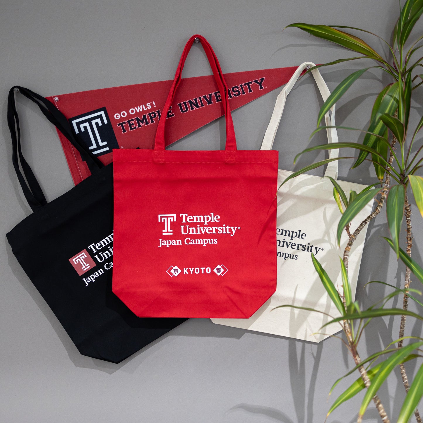 TUJ KYOTO Canvas Tote Bag Cherry Red