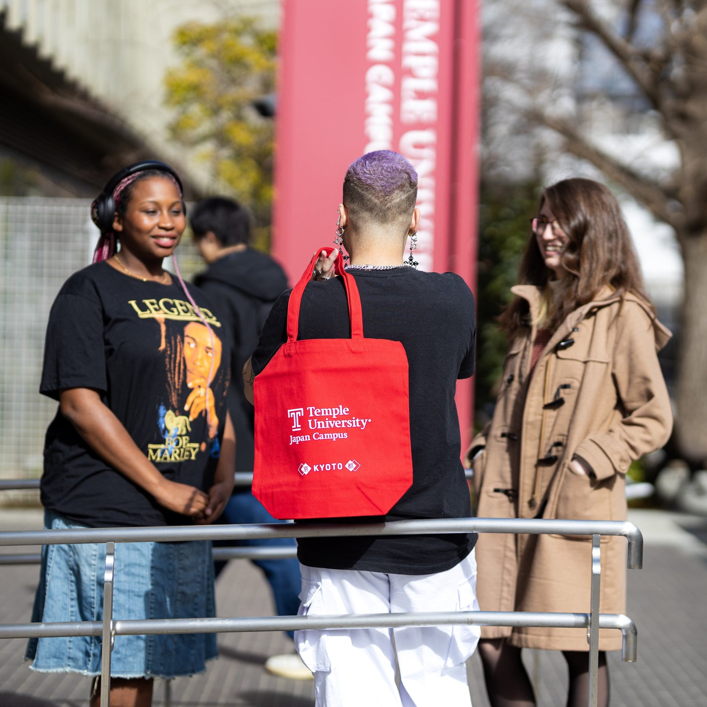 TUJ KYOTO Canvas Tote Bag Cherry Red